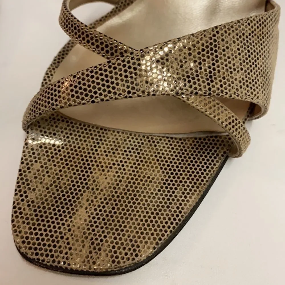 Sesto Meucci Size 8‎ Gold Metallic leather Heels size 9.5N A10